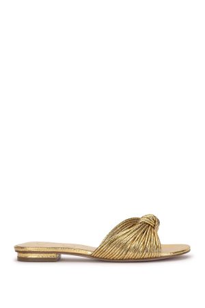 Dydra Knotted Flat Sandal in Gold
