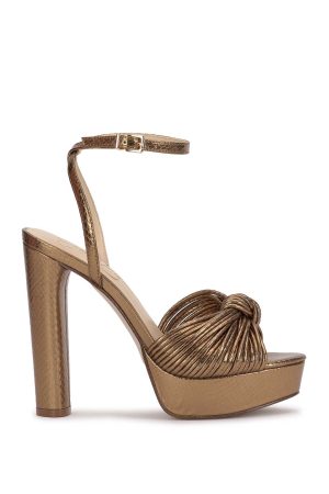 Immie Platform Sandal in Bronze Snake