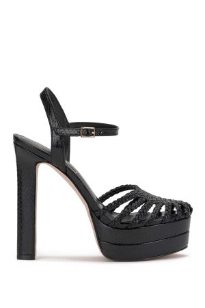 Inaia Braided Platform Sandal in Black