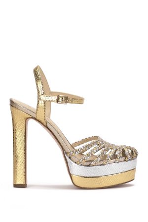 Inaia Braided Platform Sandal in Gold