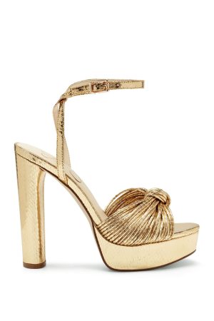 Immie Platform Sandal in Gold Snake